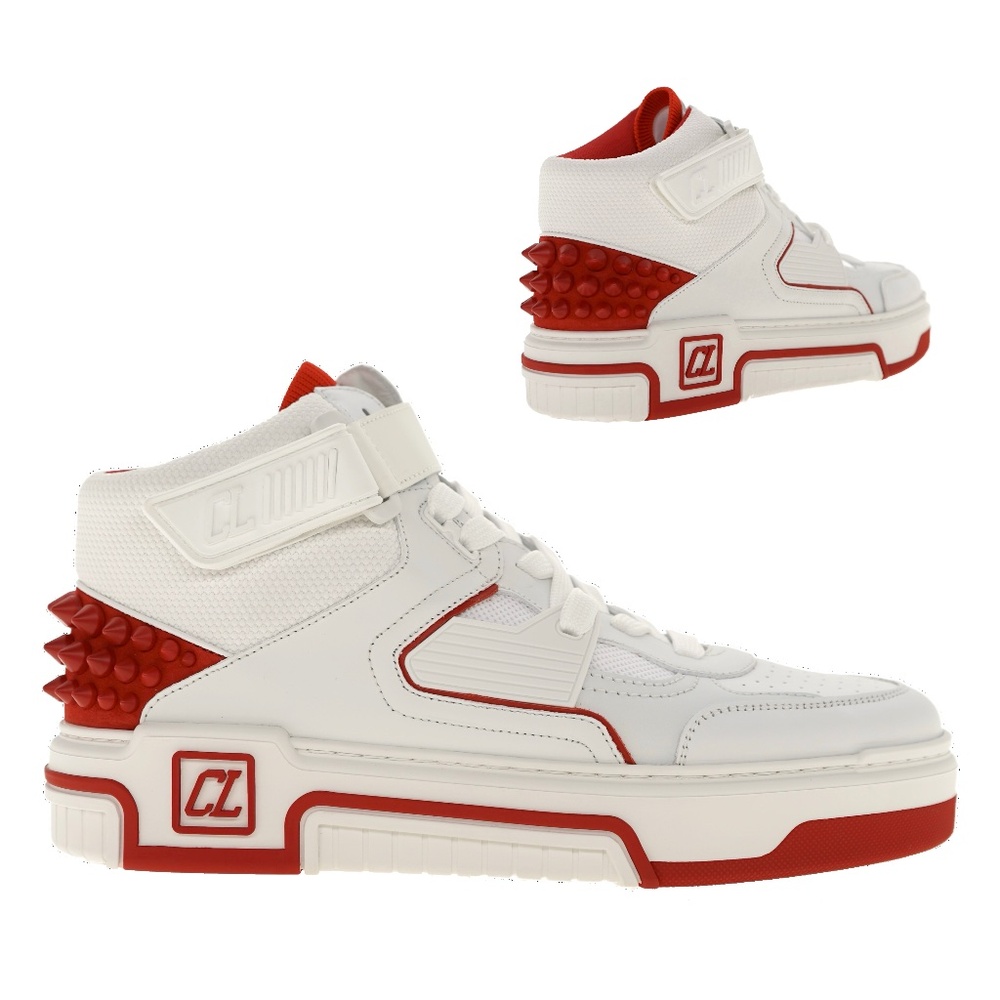 Christian Louboutin Astrolubi Mid Top Sneakers White Leather Size 10 US N…